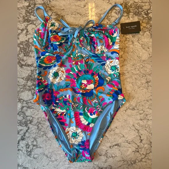 Kate Spade New York Sea Garden Floral Print One Piece Swimsuit Large - Picture 4 of 15